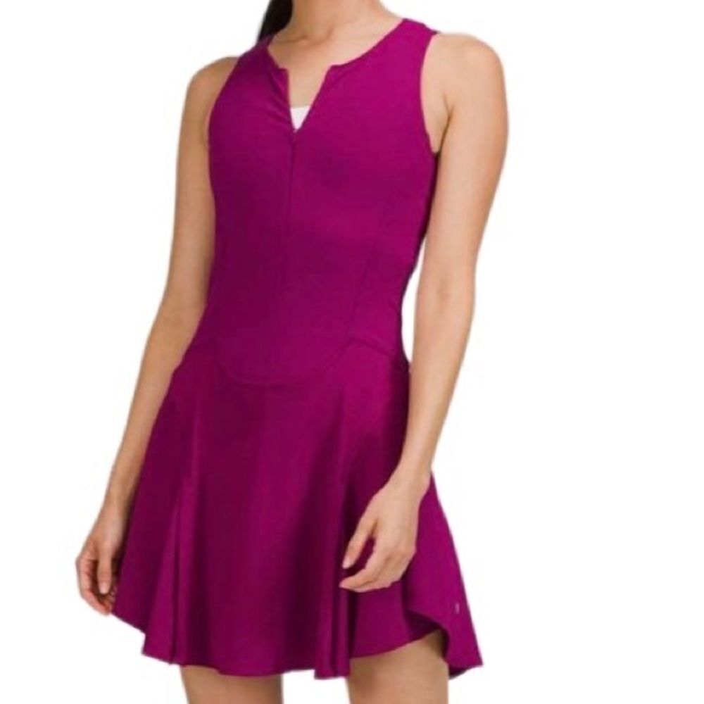 Lululemon Everlux Short-Lined 6” Inseam Tennis Tank Top Dress Magenta Purple S6